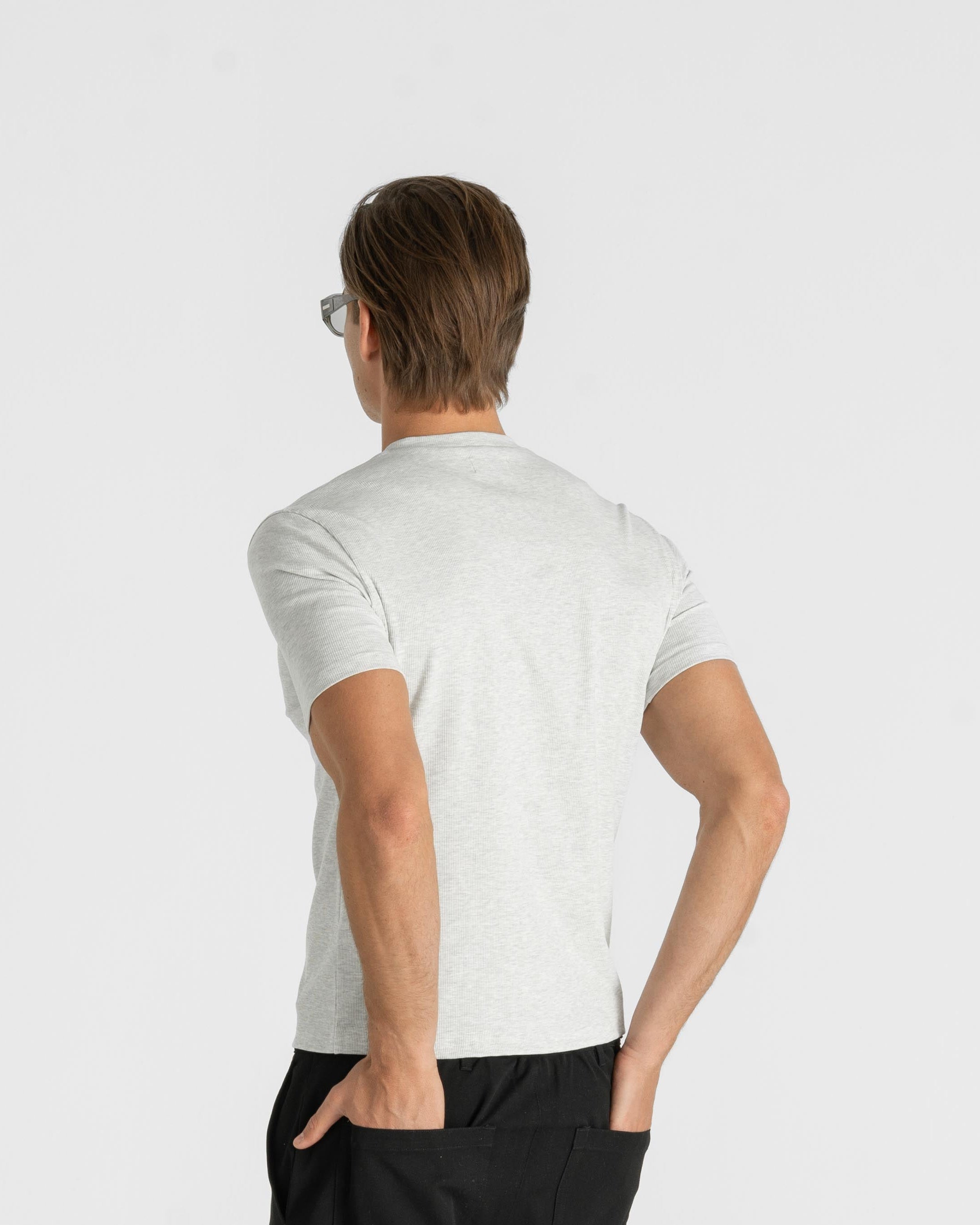 Henley Short Sleeve Heather Grey